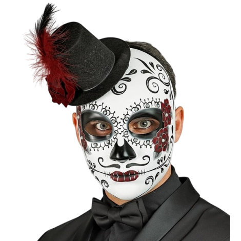Masca Dia de Los Muertos Widmann cu Pălărie - imagine 2