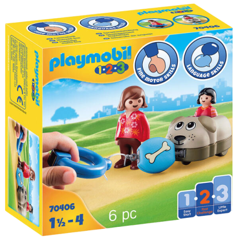 Playmobil 1.2.3 Mama și Fetita cu Masinuta Câinel