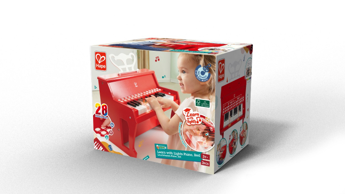 Hape Pian Electronic Rosu cu Lumini si Scaun