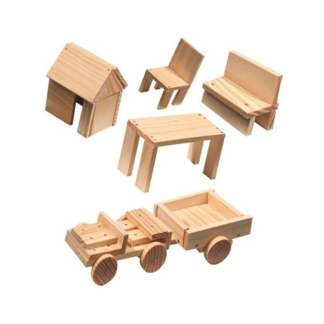 Ses Creative Set Constructii Lemn - Dezvoltare Creativa - imagine 2