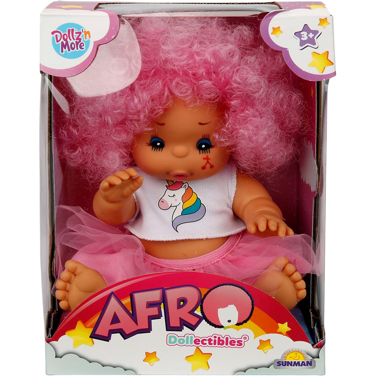 Papusa Bebelus Afro Dollz n More, 23 cm, Roz