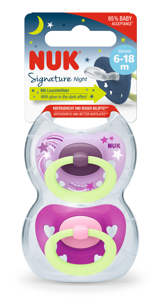 Suzeta Nuk Night Silicon 6-18 luni 2 buc