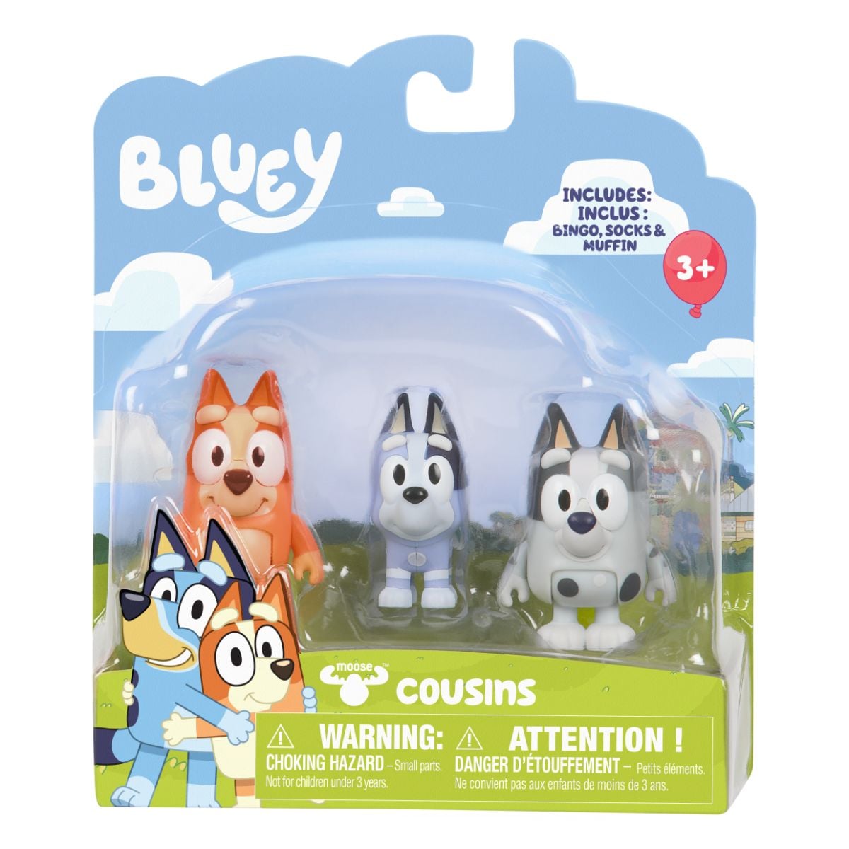 Set Figurine Bluey, Bingo, Muffin și Socks