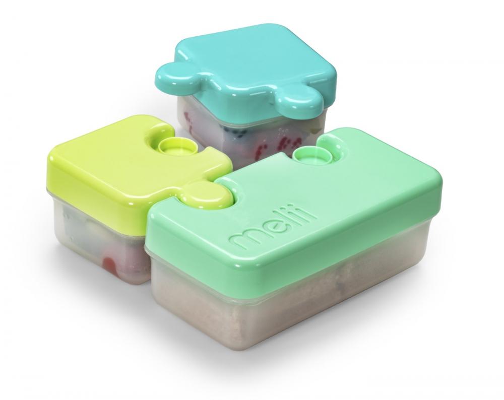 Recipient Puzzle Melii Albastru-Verde, 3 Compartimente - imagine 2