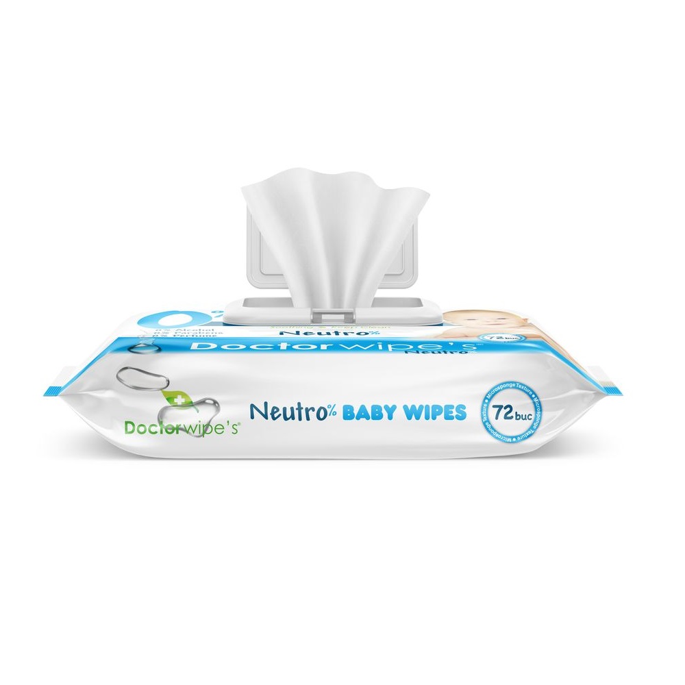 Doctor Wipes Neutro Baby 72 buc, Fără Alcool - imagine 2