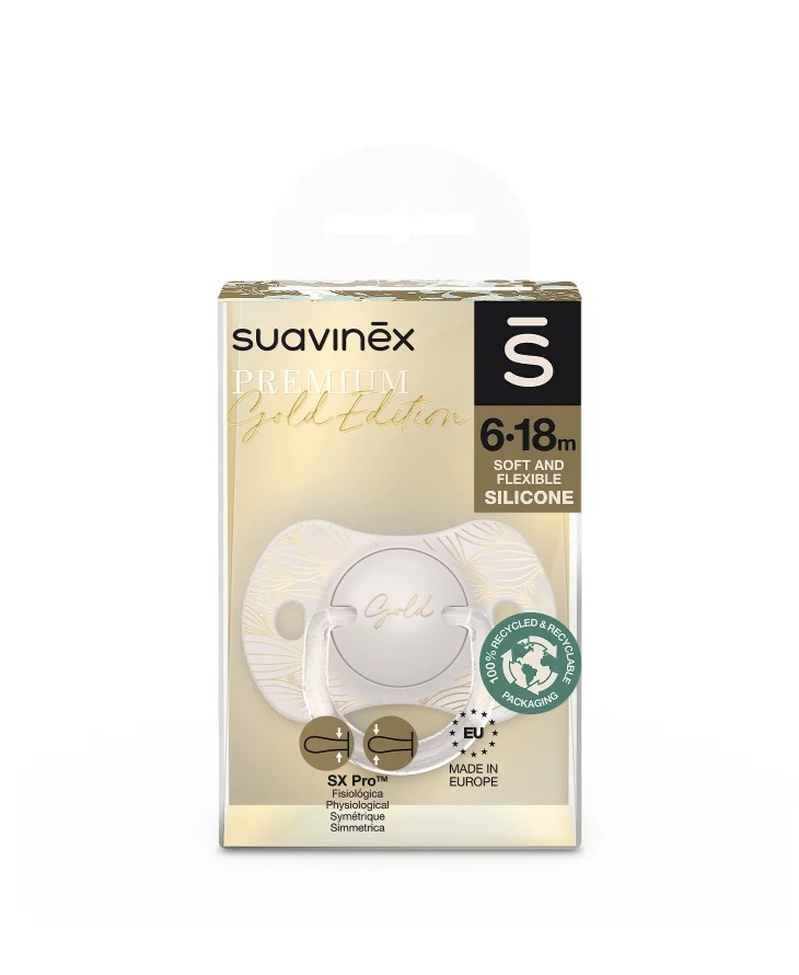 Suzeta Suavinex SX Pro Silicon 6-18 luni Gri Gold - imagine 2
