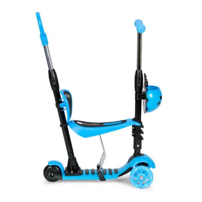 Trotineta 5 în 1 Ecotoys cu LED și Mâner, Albastru - imagine 3
