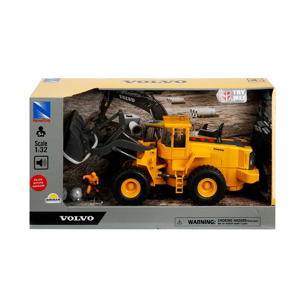 Buldozer Volvo 1:32 New Ray cu Lumini și Sunete