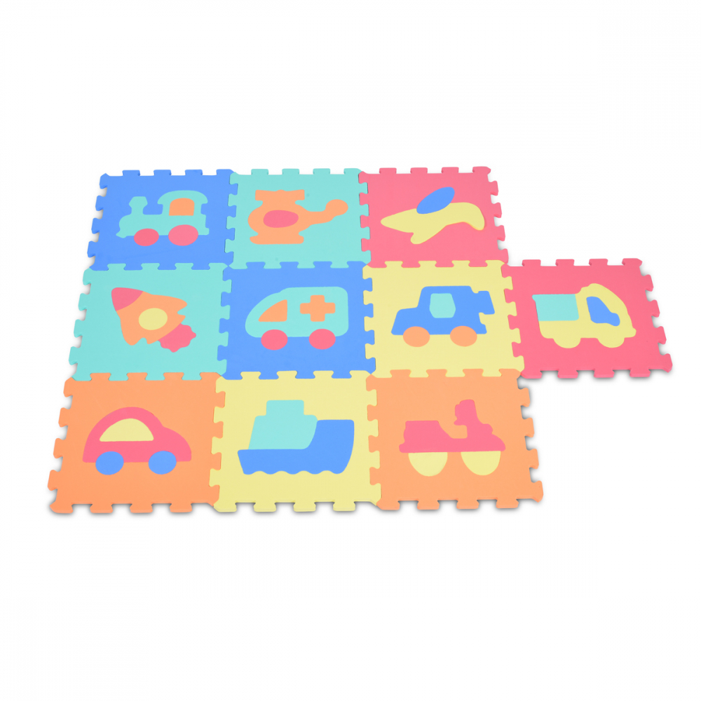 Covoras Puzzle Moni Vehicle, 10 Piese, Spuma - imagine 3