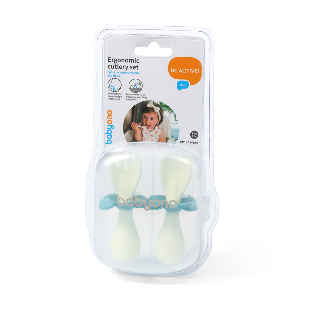 Set Tacâmuri Babyono Ergonomice Verde - imagine 3