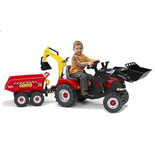 Tractor Falk Rosu cu Remorca si Cupa - Jucarie Pedale