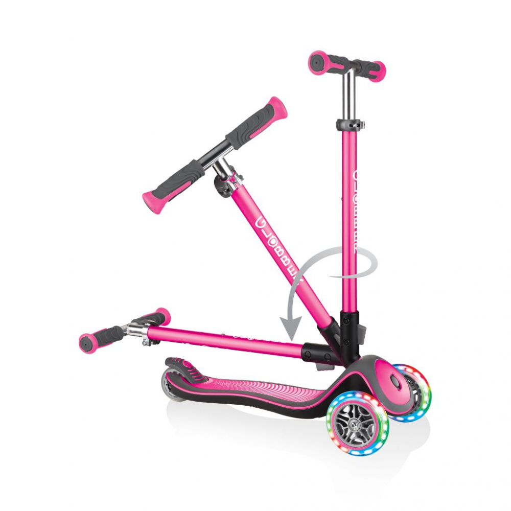 Trotineta Globber Elite Deluxe Roz, cu roti LED si ghidon reglabil - imagine 2