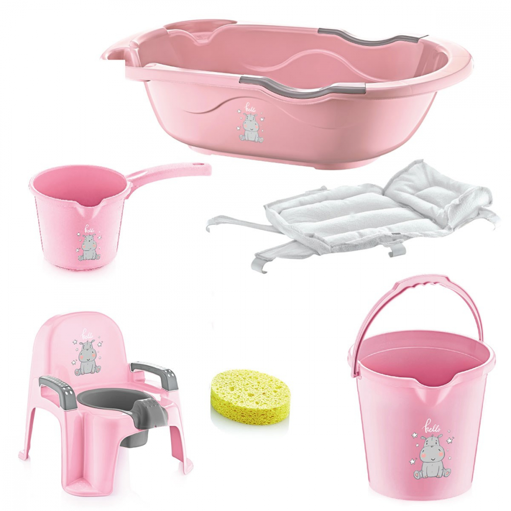 Set baie complet BabyJem Bebe Lux Pink, 6 piese - imagine 6