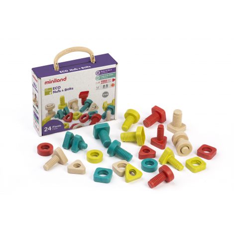 Joc de îndemânare Șuruburi și Piulițe Miniland ECO