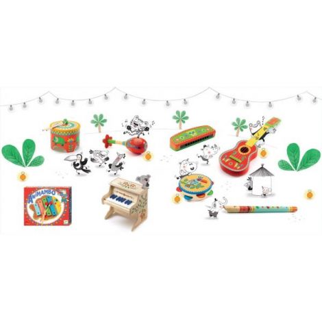 Pian Electronic Djeco Animambo, 18 Note, Lemn - imagine 2