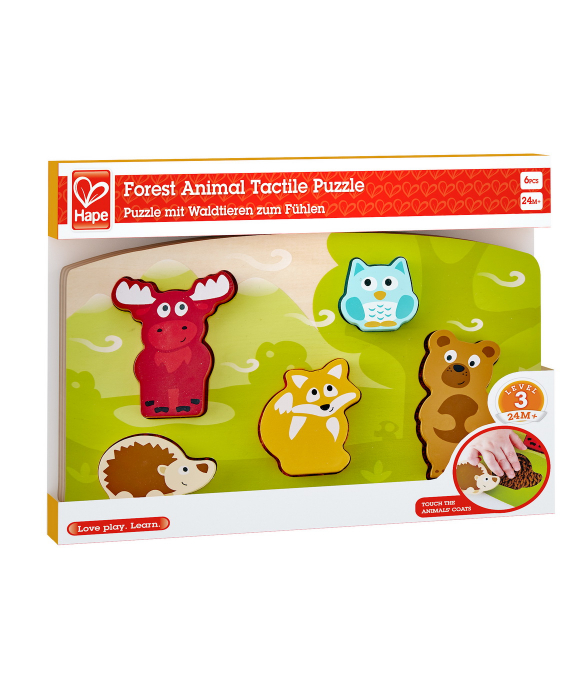 Puzzle Tactil Animale Pădure Hape | Educativ