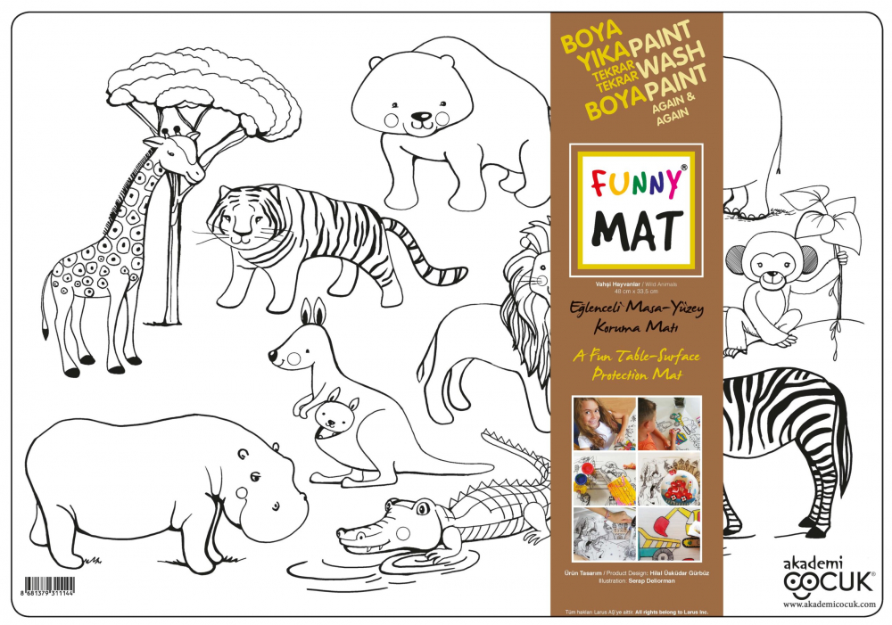 Plansa Colorat Animale Salbatice FunnyMat Reutilizabila