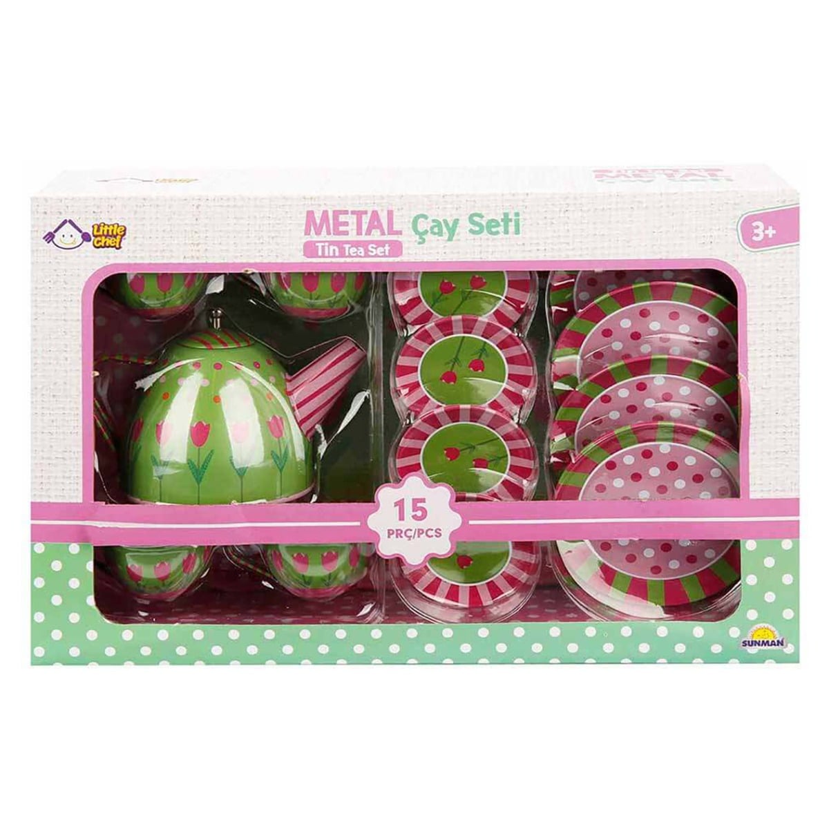Set Ceai Little Chef 15 Piese Verde-Roz