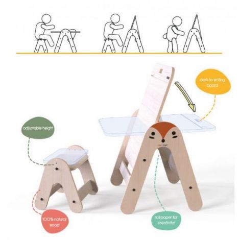 Masuta 2 in 1 MamaToyz cu Scaunel Ursulet - imagine 10