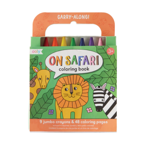 Ooly Set Colorat Safari Portabil - 48 Pagini + 9 Creioane