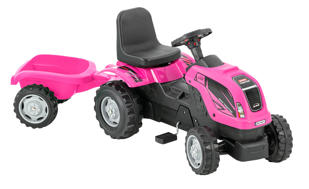Tractor cu pedale Micromax MMX Pink și remorcă - imagine 6