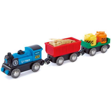 Hape Tren Marfar cu 2 Vagoane - Lemn Ecologic - imagine 2