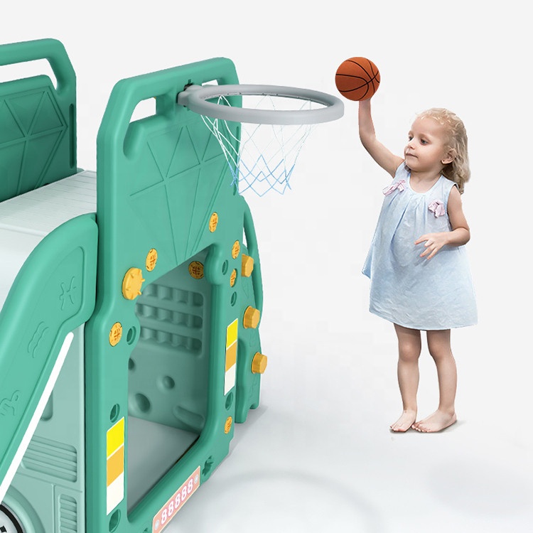 Happy Bus Green 3in1 | Tobogan + Baschet - imagine 4