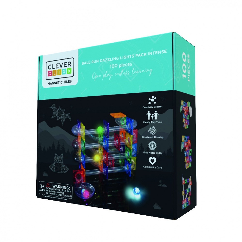 Cleverclixx Circuit Magnetic cu Bile Luminoase 100 Piese