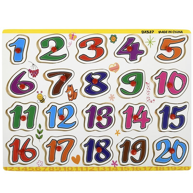 Puzzle Lemn Numere 1-20 Colorart, 30x22 cm