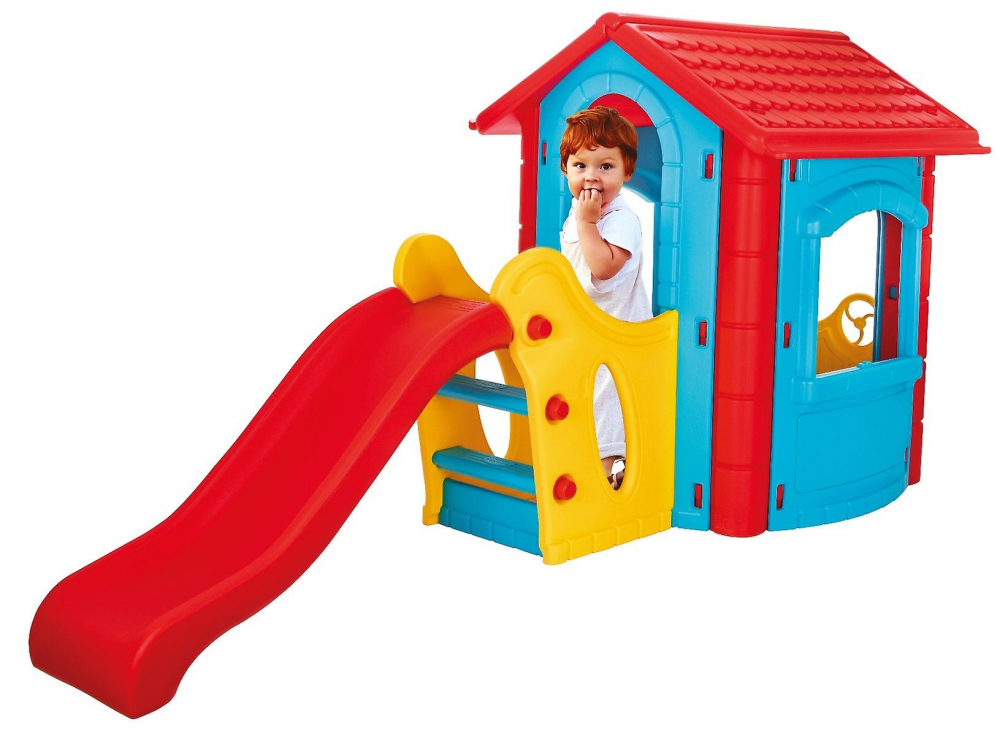 Casuta Pilsan Happy House cu Tobogan Albastru - imagine 2