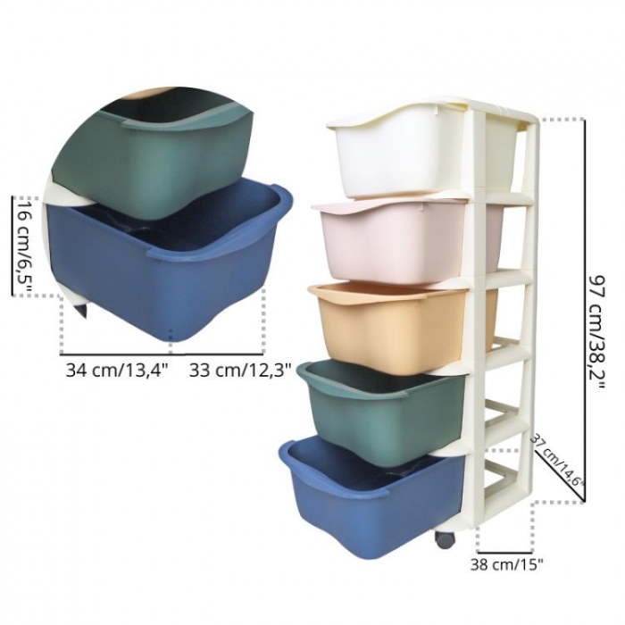 Raft 5 compartimente ModernHome PO16 multicolor - imagine 3