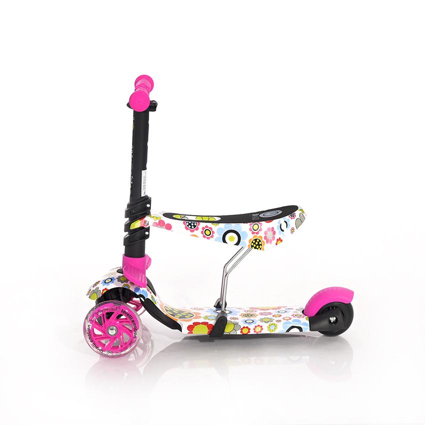 Lorelli Trotineta 3 Roti LED Pink Flowers - imagine 2