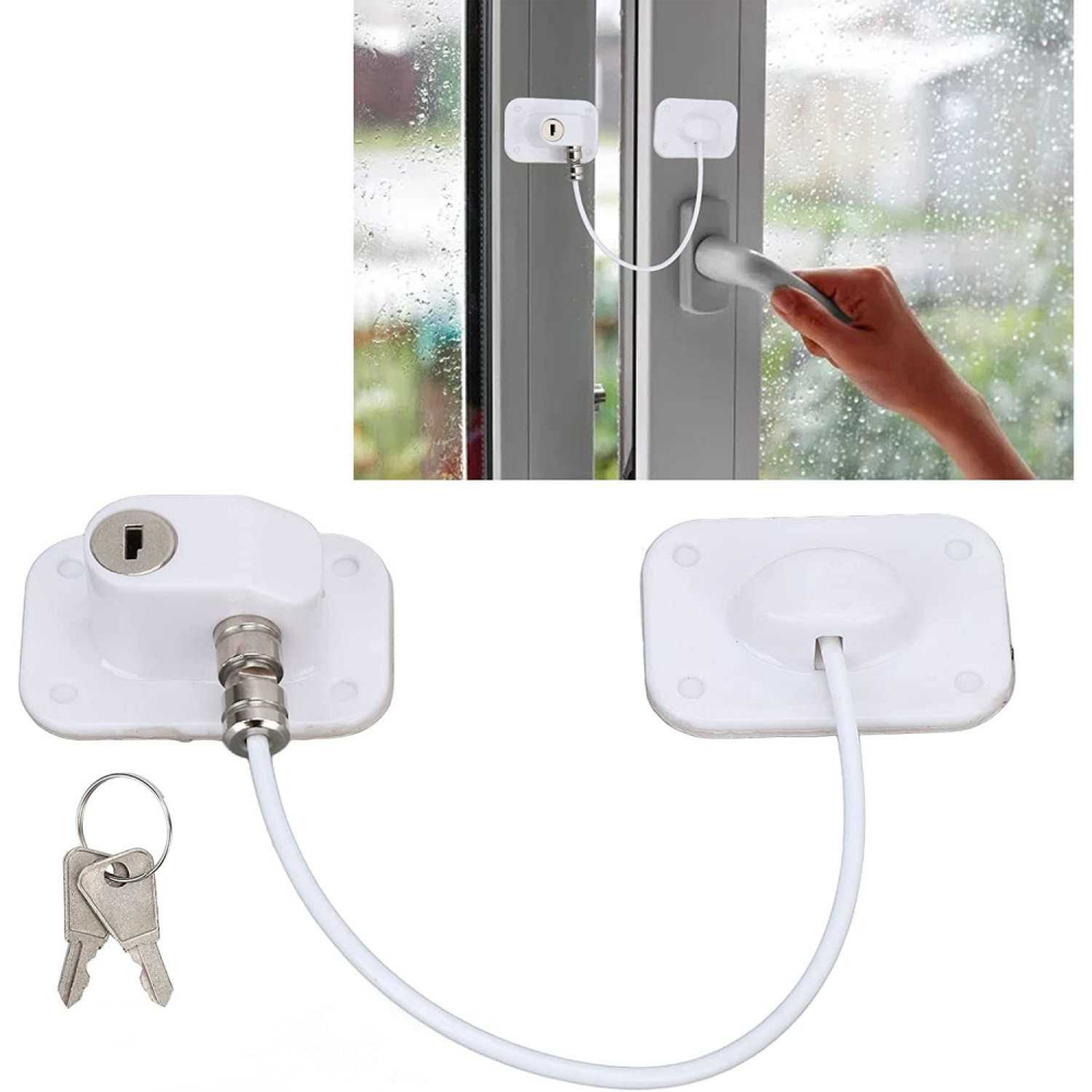 Bambinice Siguranță Geam cu Cheie 20 cm Alb - imagine 7