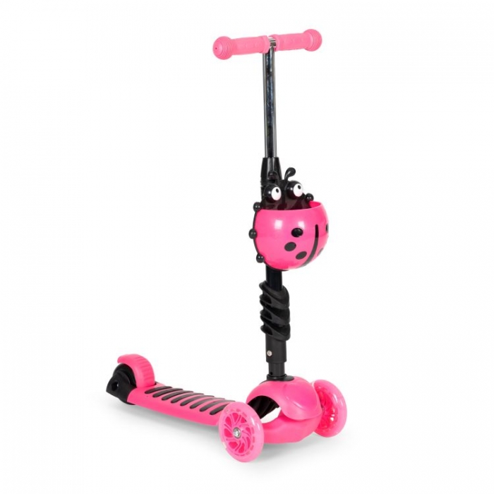 Trotineta 5 in 1 Ecotoys Roz cu LED și Mâner Parental - imagine 6