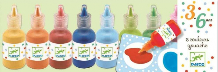 Set 8 Culori Guase Djeco cu Pensula