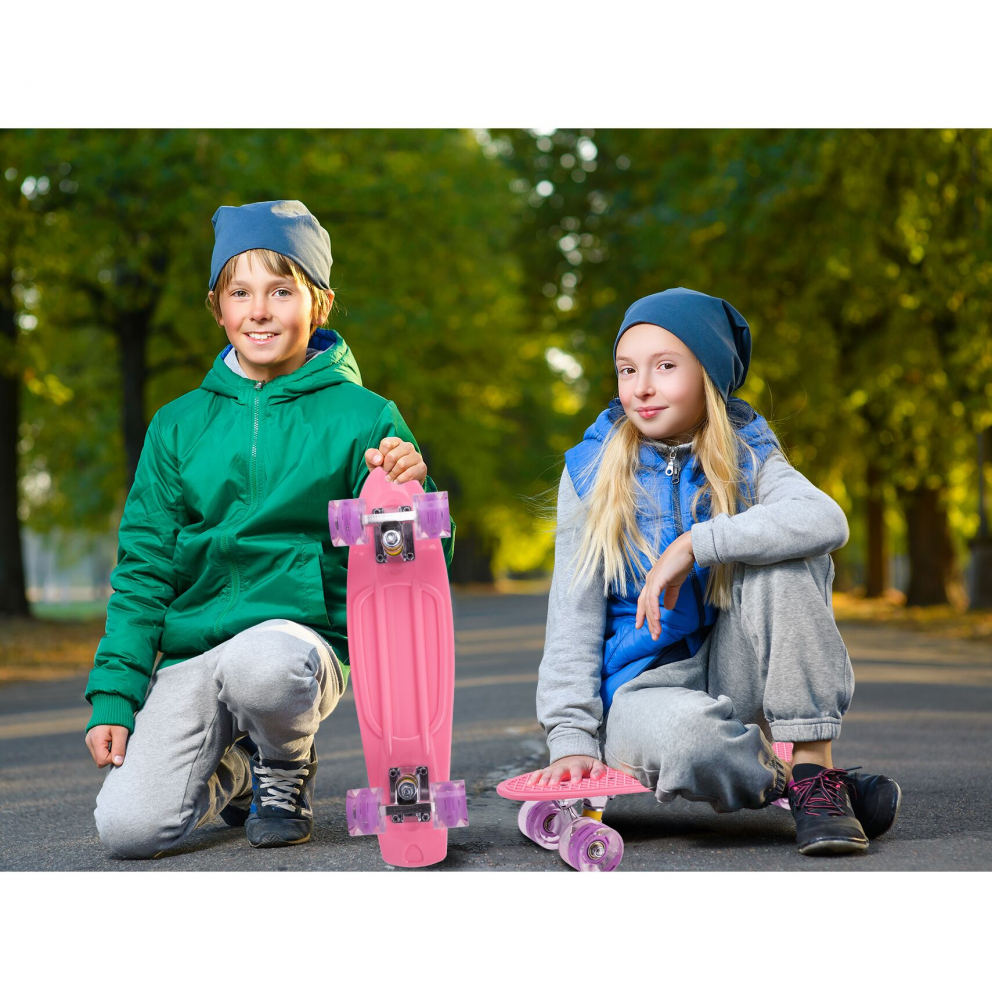 Skateboard cu LED-uri Malplay Roz, 56x15cm - imagine 8