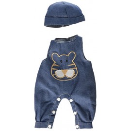 Salopeta Jeans cu Pălărie Miniland pentru Păpuși 40-42 cm