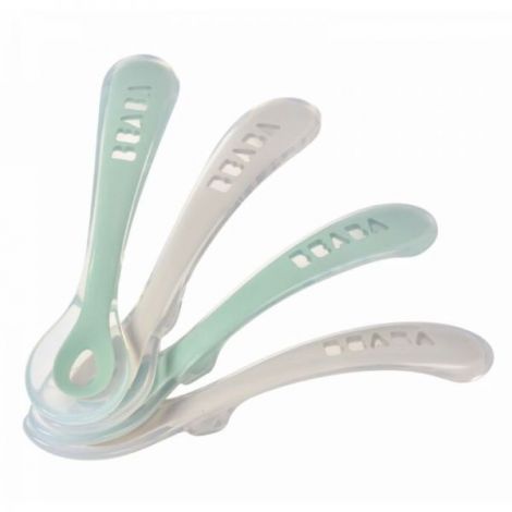 Lingurițe Silicon Beaba Sage Green +8 luni