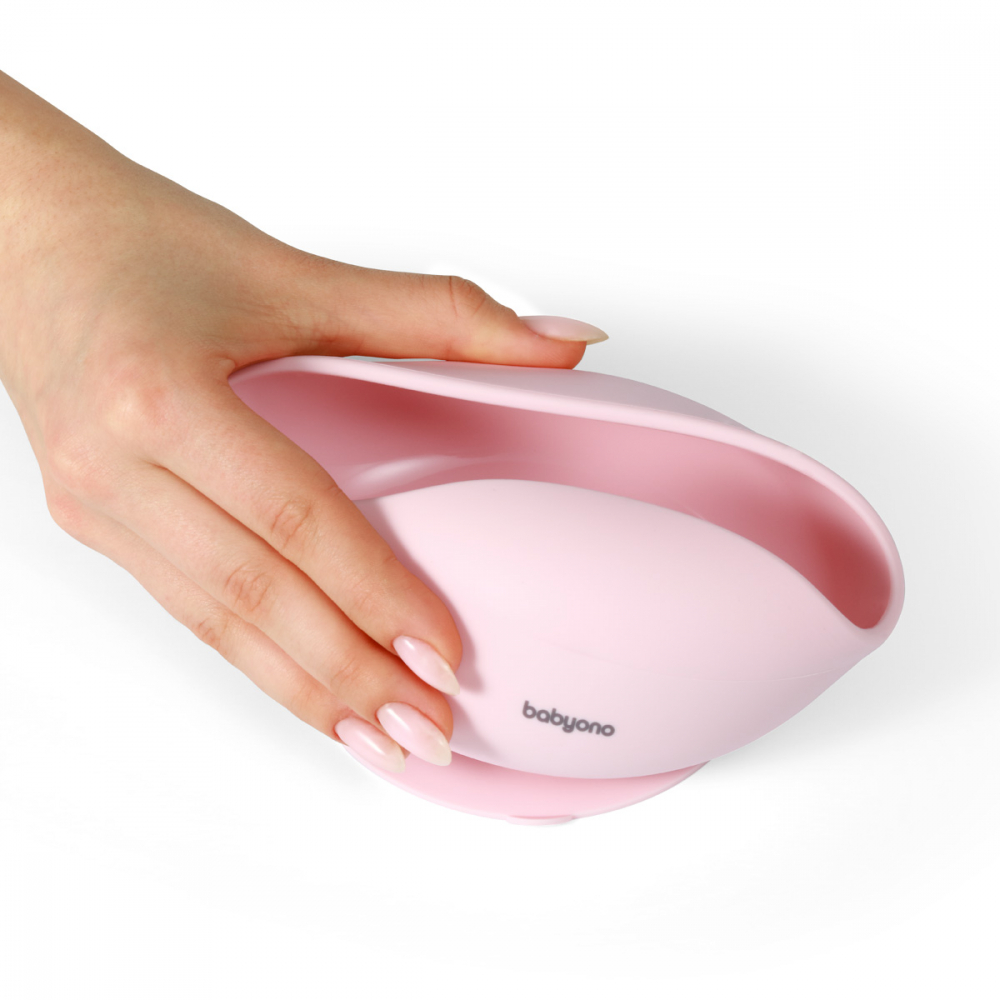 Bol silicon cu ventuza Babyono roz, antrenament mâncare - imagine 6