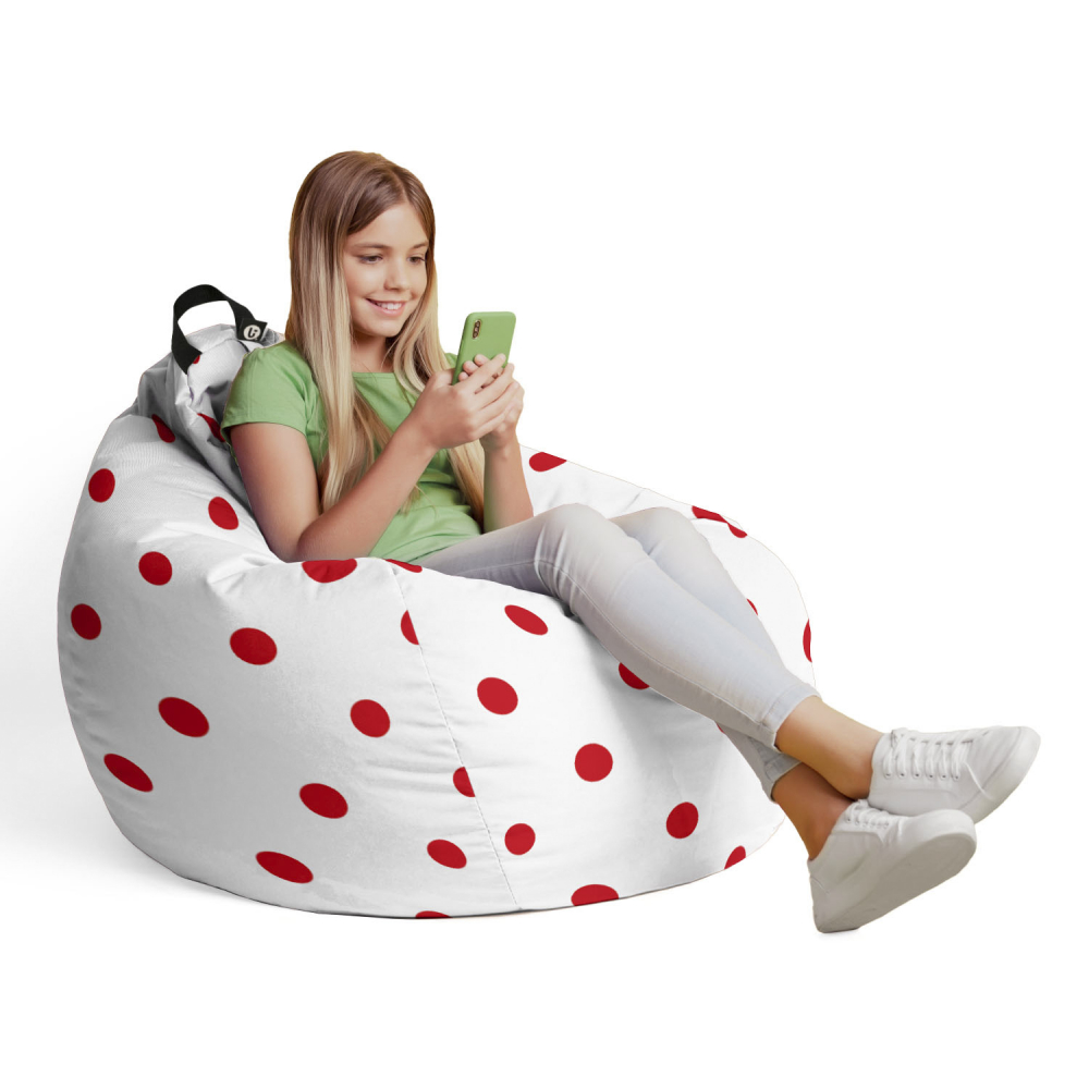 Fotoliu Puf Bean Bag Updeco, Alb cu Roșu - imagine 3