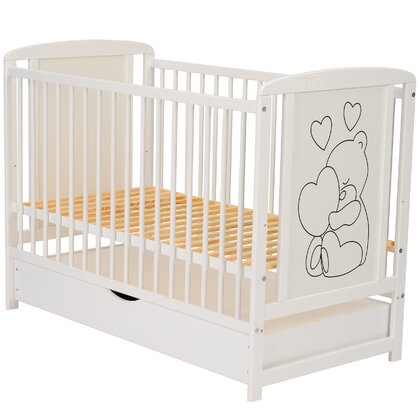 Patut Timmi Heart Qmini 120x60, Pin, Alb, cu Sertar - imagine 7