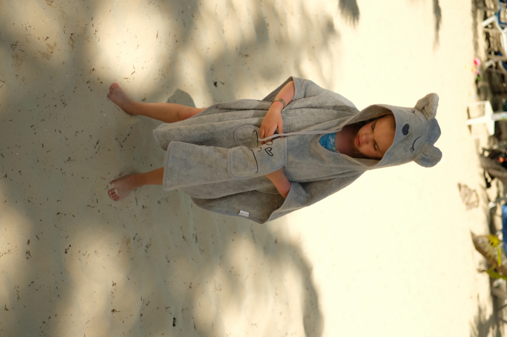 Prosop Poncho BabySteps Bambus cu Glugă | Sepia Rose