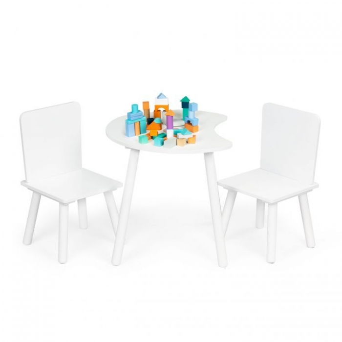 Set Masa Luna si 2 Scaune Ecotoys Alb - imagine 2