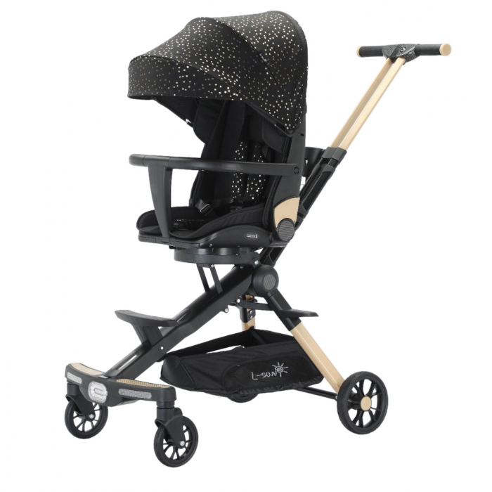 Carucior C2 Deluxe L-sun, Reversibil cu Muzica, Negru