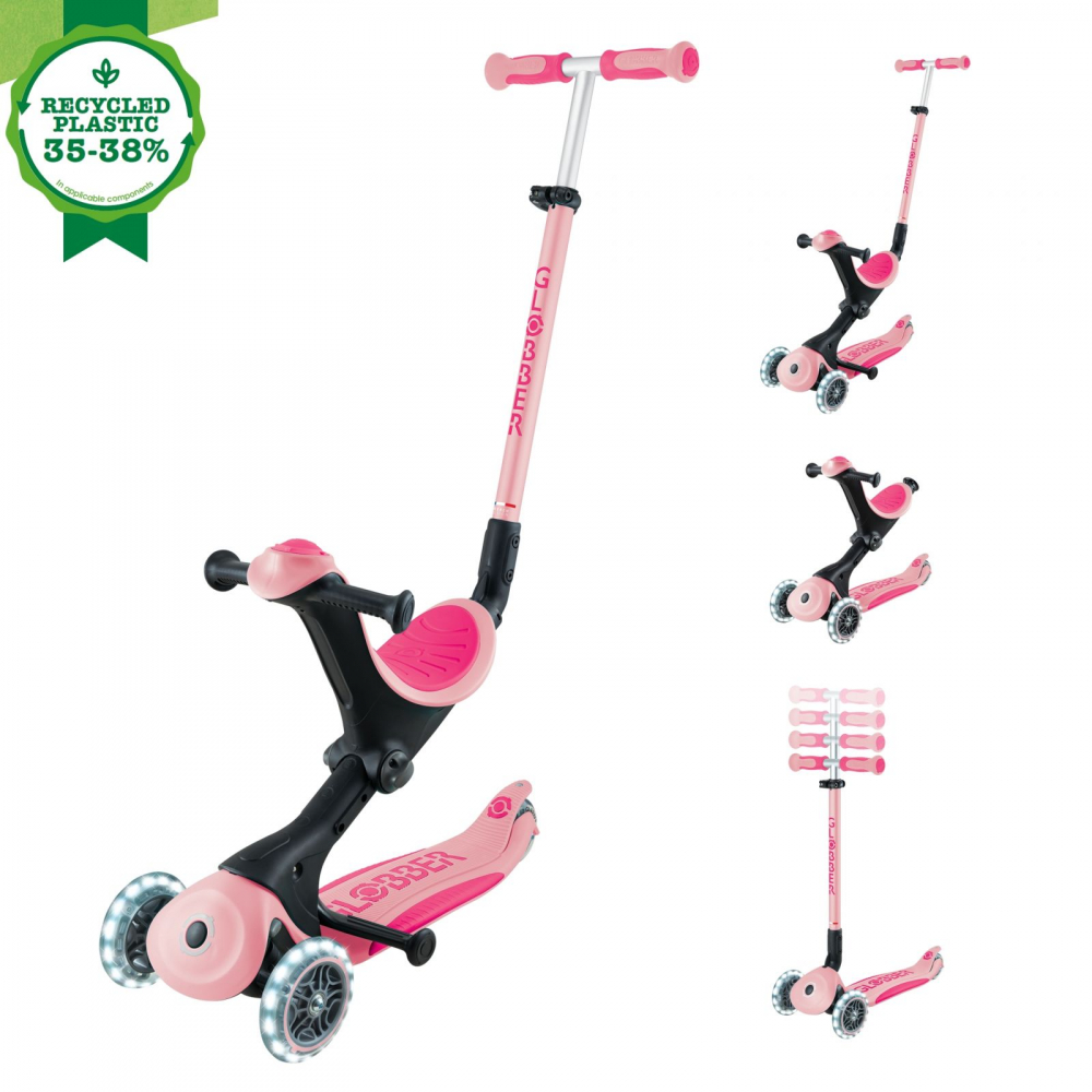 Globber Go-Up Deluxe 4in1 Roz Pal Trotinetă - imagine 9