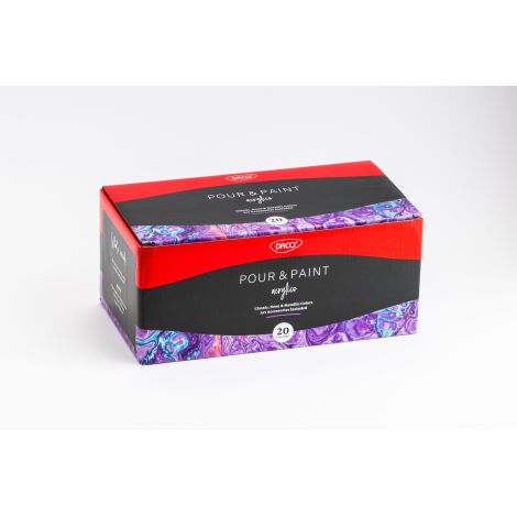 Set 20 culori acril POURING Daco, 60 ml, Accesorii incluse - imagine 4