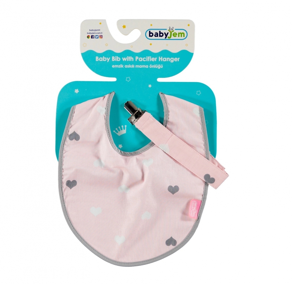 Baveta Little Hearts Pink cu Suport Suzeta Babyjem - imagine 2
