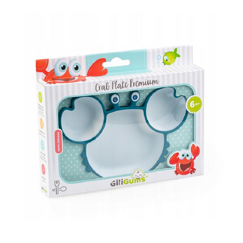 Farfurie Giligums Crab Premium Silicon, 3 Compartimente - imagine 3