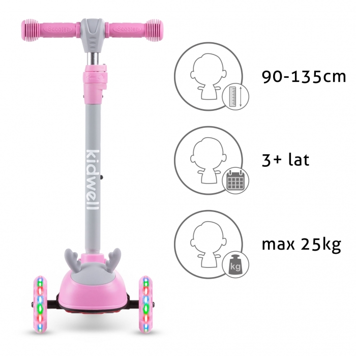 Trotineta Kidwell Zoocar Deer LED, 3 ani+ - imagine 3