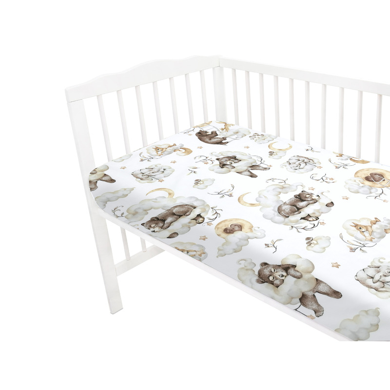 Cearceaf patut Qmini Bumbac 140x70 cm Beige - imagine 3